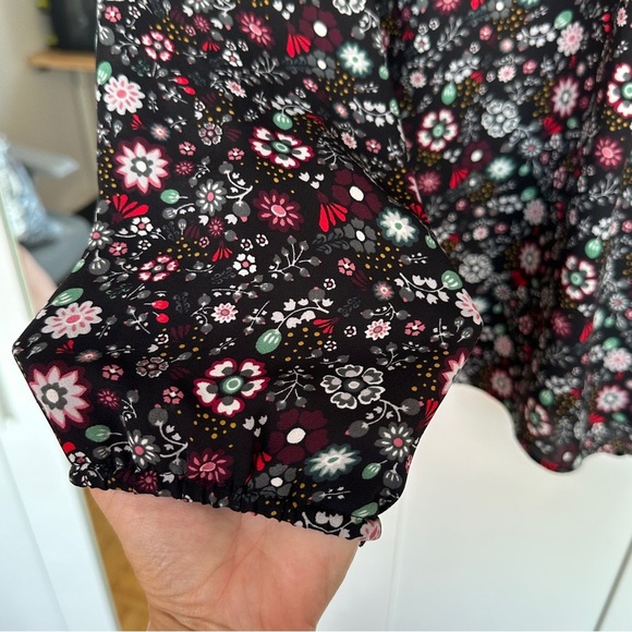 LOFT Black Ruffled Mandarin Collar Blouse - Picture 2 of 6